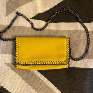 Genuine Leather Yellow Chain Crossbody Purse